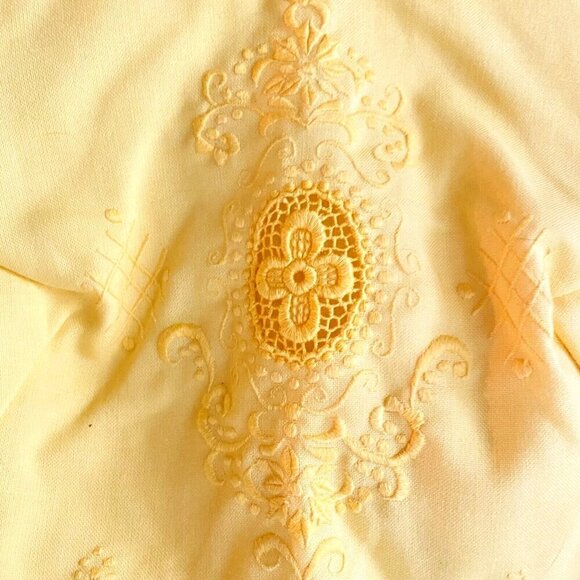 Vintage Sunny Yellow Embroudered Long Sleeve Short Tunic Top S - Picture 4 of 6